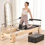 VEVOR Pilates Reformer, Pilates Machine d'entraînement pour l'utilisation de studio de gym à la maison, Pilatees Lit avec double résistance- Printemps & Cord, Reformer Set pour les utilisateurs avancés et les débutants