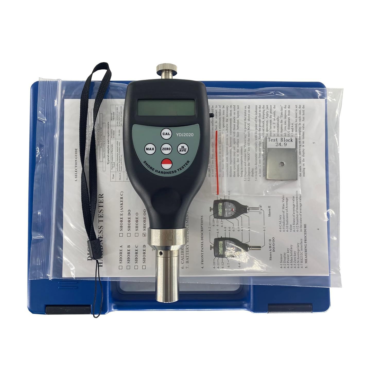 Digital Shore OO Hardness Tester Durometer Soft Rubber Hardness Tester with Range 10 to 90HOO Soft Elastic Materials Shore Soft Rubber Hardness Sclerometer