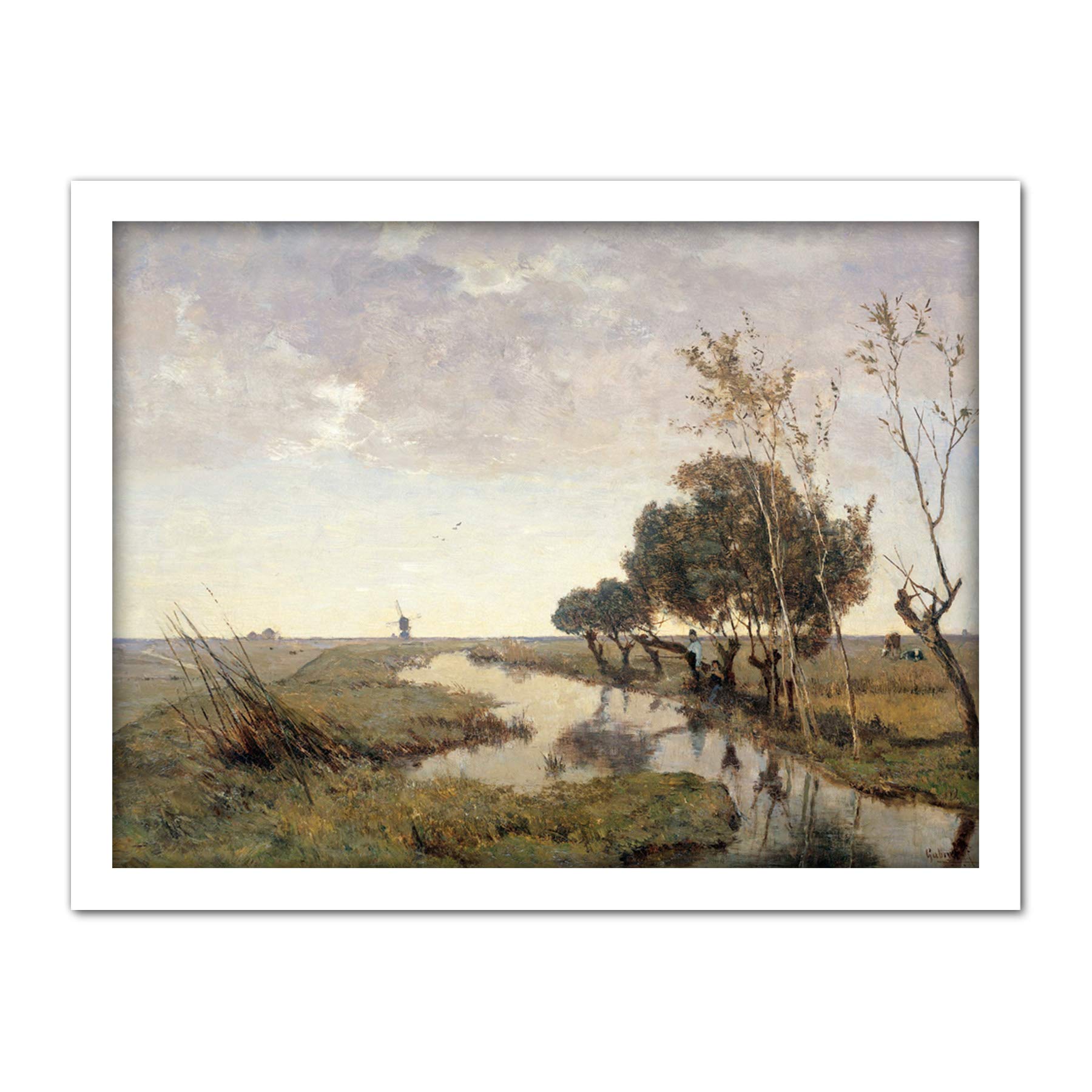 Artery8 Paul Gabriel A Watercourse Near Abcoude Painting Artwork Framed Wall Art Print 18X24 Inch