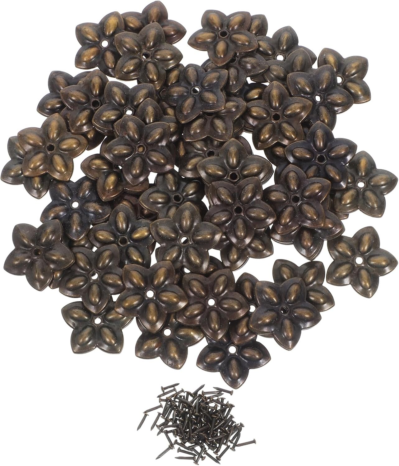 100 Set Decorative Upholstery Tacks Flower Shaped Furniture Nails Pins for DIY Furniture Sofa Chair Wood Box Set