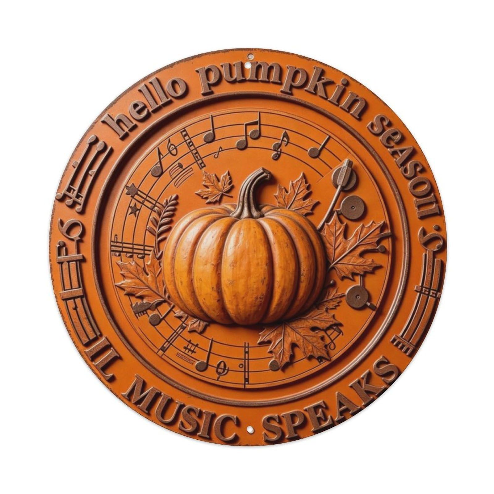 Hello Pumpkin Season Metal Tin Sign Plaque