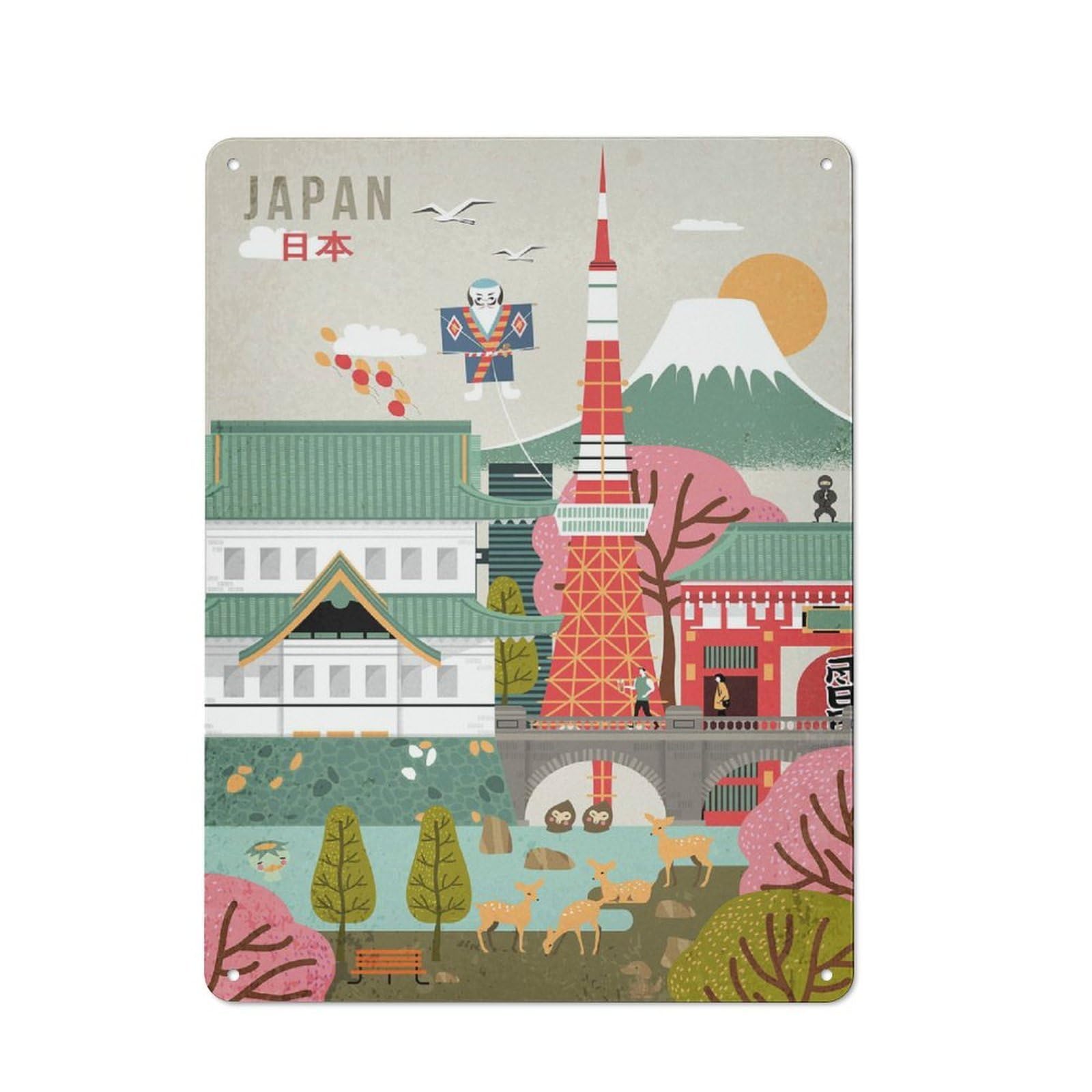 Japan Farmhouse Metal Sign 40x30cm, Rustic Cottage Wall Art for Cottage, Kitchen, Hallway Or Breakfast Nook