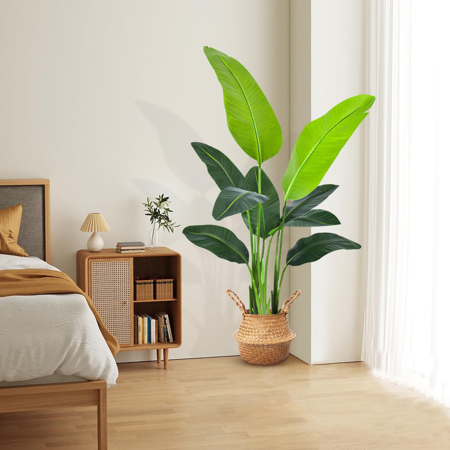 Plantes artificielles en pot avec 9 feuilles en pot pour intérieur, extérieur, maison, salon, bureau, jardin 120 cm