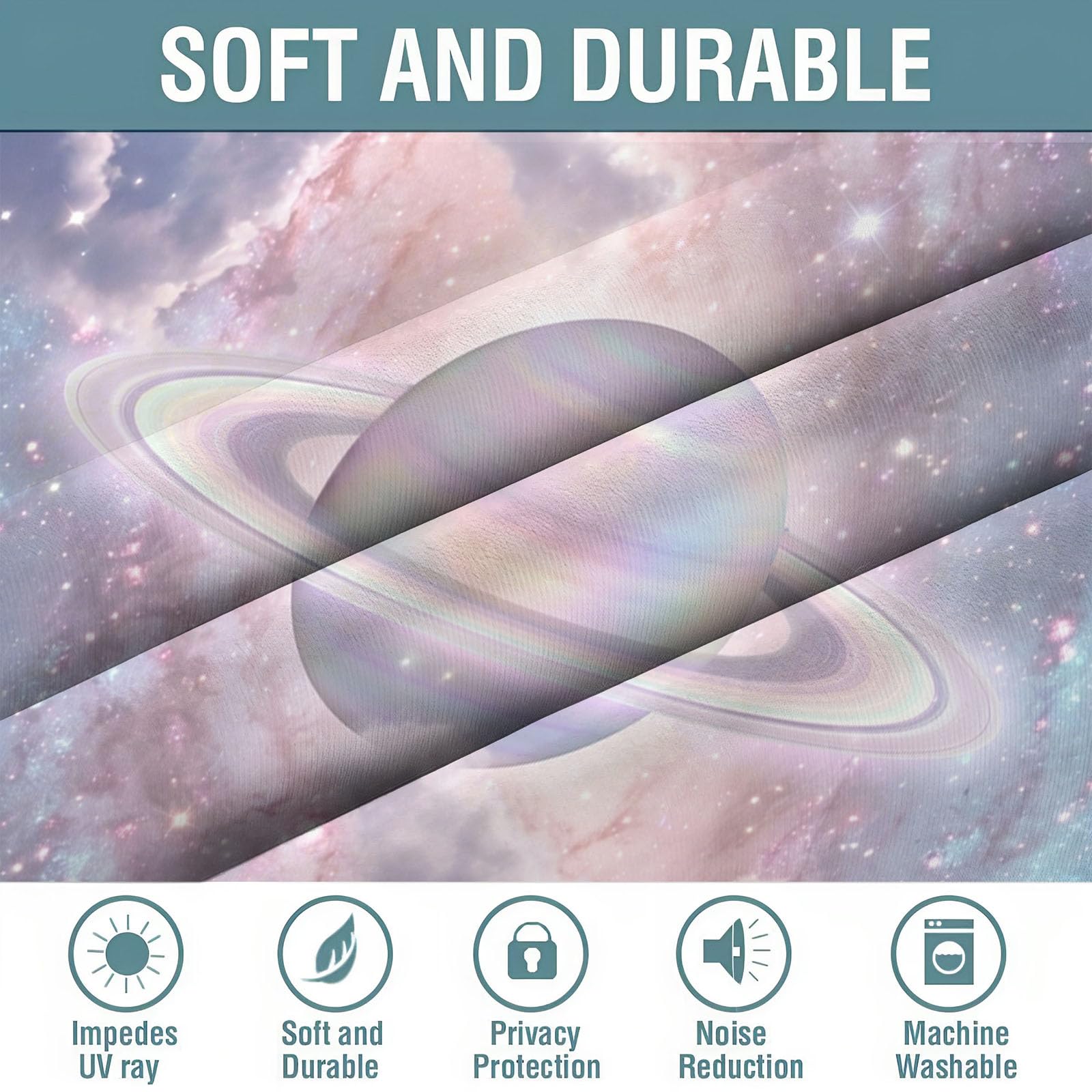 Tende Oscuranti Saturno Nebulosa, Stile Fantascientifico Onirico Risparmio Energetico Ridurre Rumore Tende Termiche Isolanti per Camera Da Letto E Soggiorno, 140 x 260 cm, 2 Pannelli