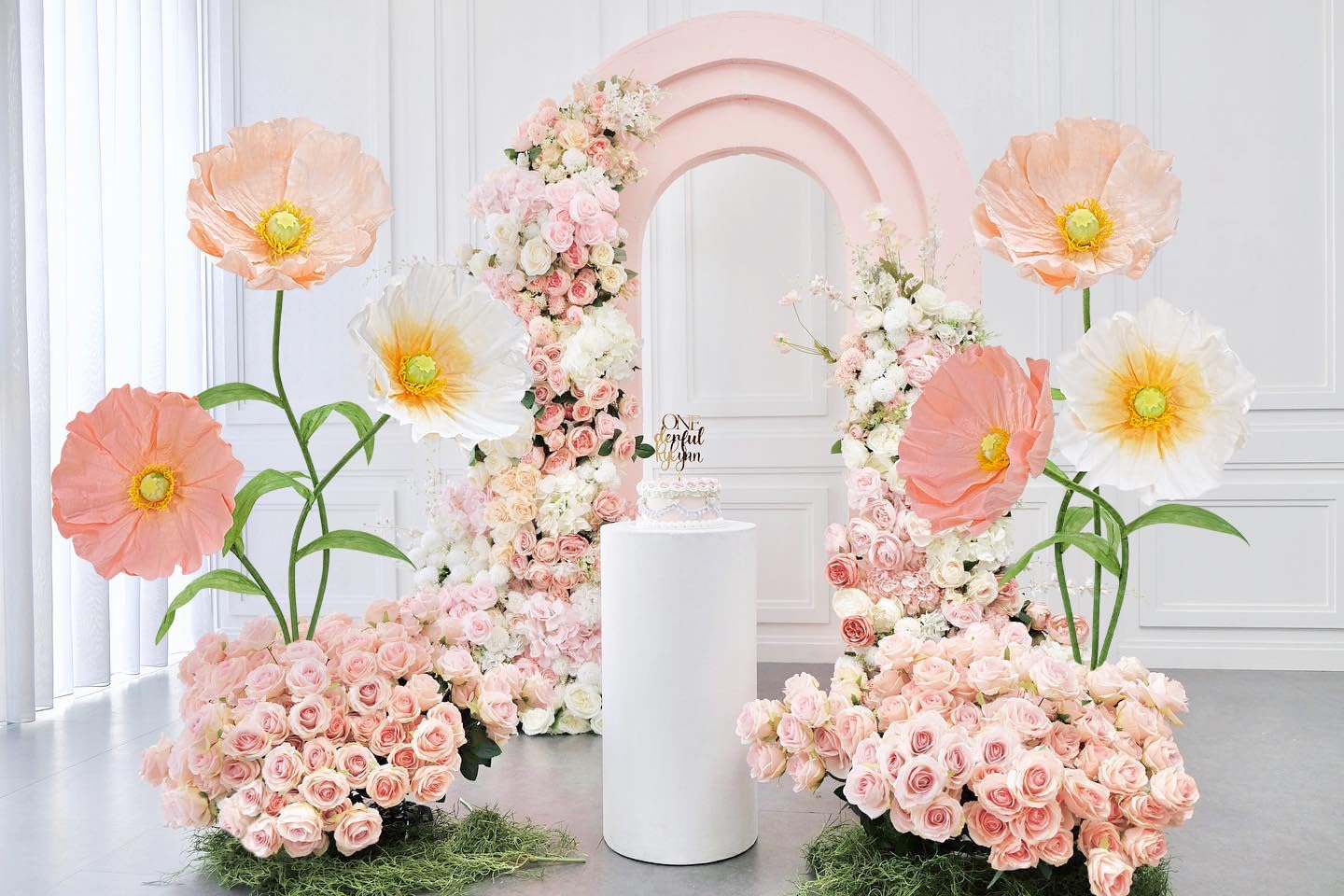 Artificial Giant Flowers for Decoration with Stand - 5.6 Ft 3D Large Paper Fake Flowers Wedding Floral Decor for Party Birthday Home Garden Outdoors Backdrop (Set of 3)