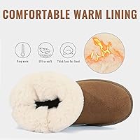 Vista 3 de FANTURE Botas de nieve para niños y niñas, de piel de vaca auténtica, botas de invierno con forro de piel cálida y suela antideslizante duradera