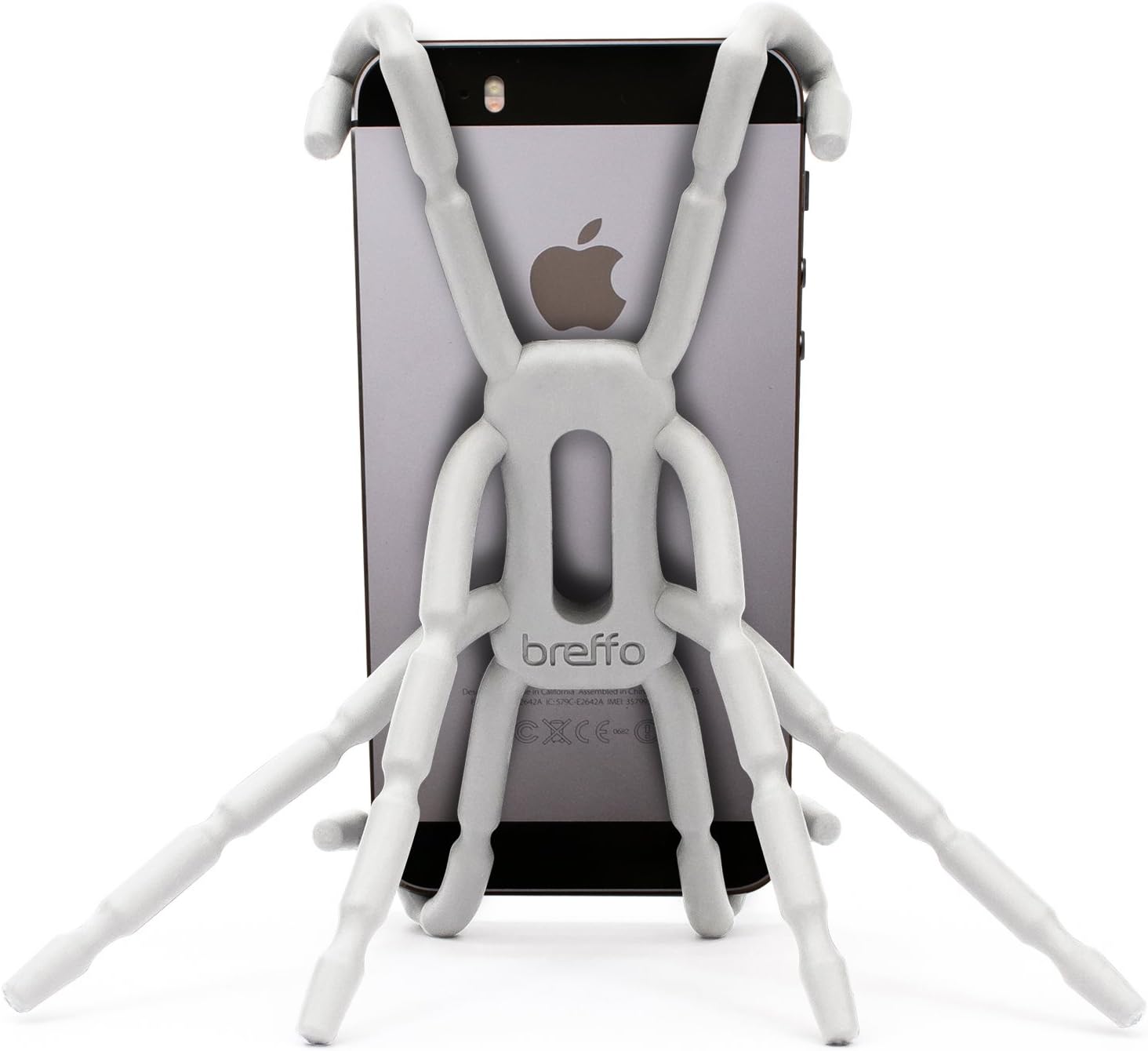 Breffo Spiderpodium Flexible Grip/Mount Car Phone Holder and Dock incl. all iPhone, Samsung, Sony, HTC, Nokia, Huawei, Moto – White