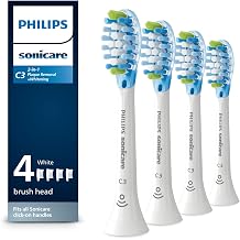 Philips Sonicare C3 Two-in-One Brush Heads, 4-Pack, 1 Year Supply, White 