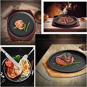 Amazon｜Stewlt ステーキ皿 極厚 一人用 大型 保温性が高く 鉄板