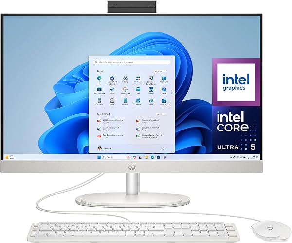 HP 27-cr2002ss - Ordenador de 27" Full HD con Cámara, Teclado y Ratón Inalámbricos (Intel Core Ultra 5 225U, 32GB RAM, 1TB SSD, Intel UHD Graphics, Windows 11) Blanco - Teclado QWERTY Español - 1