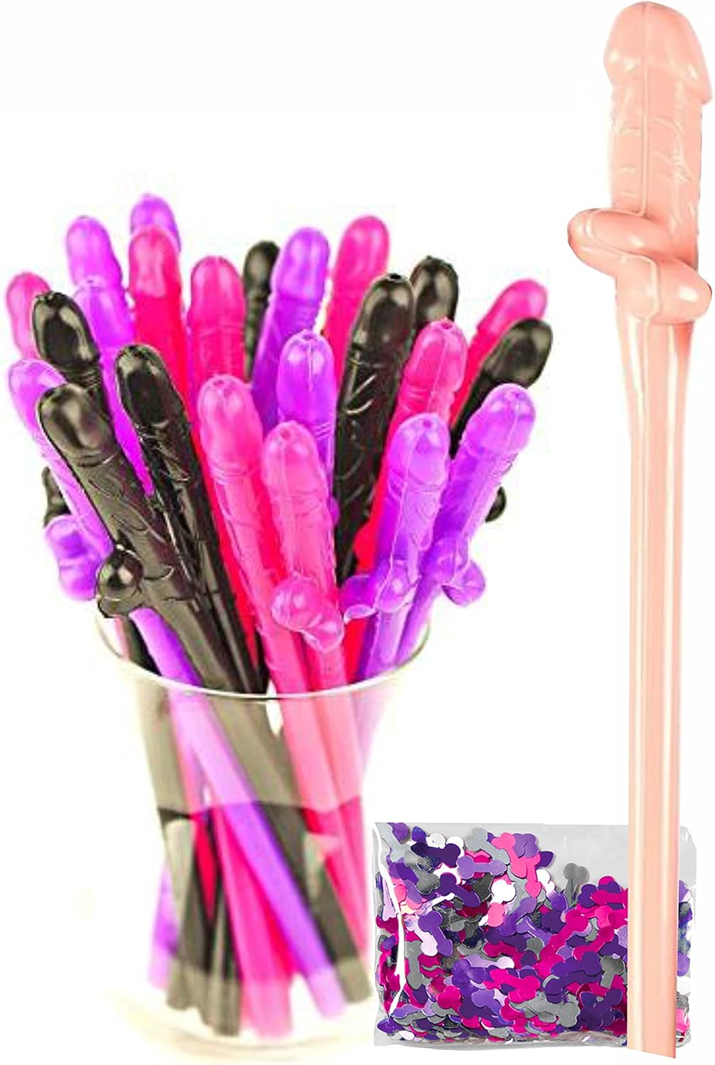 Bachelorette Party Straws 30+1 Confetti, Funny Pennis