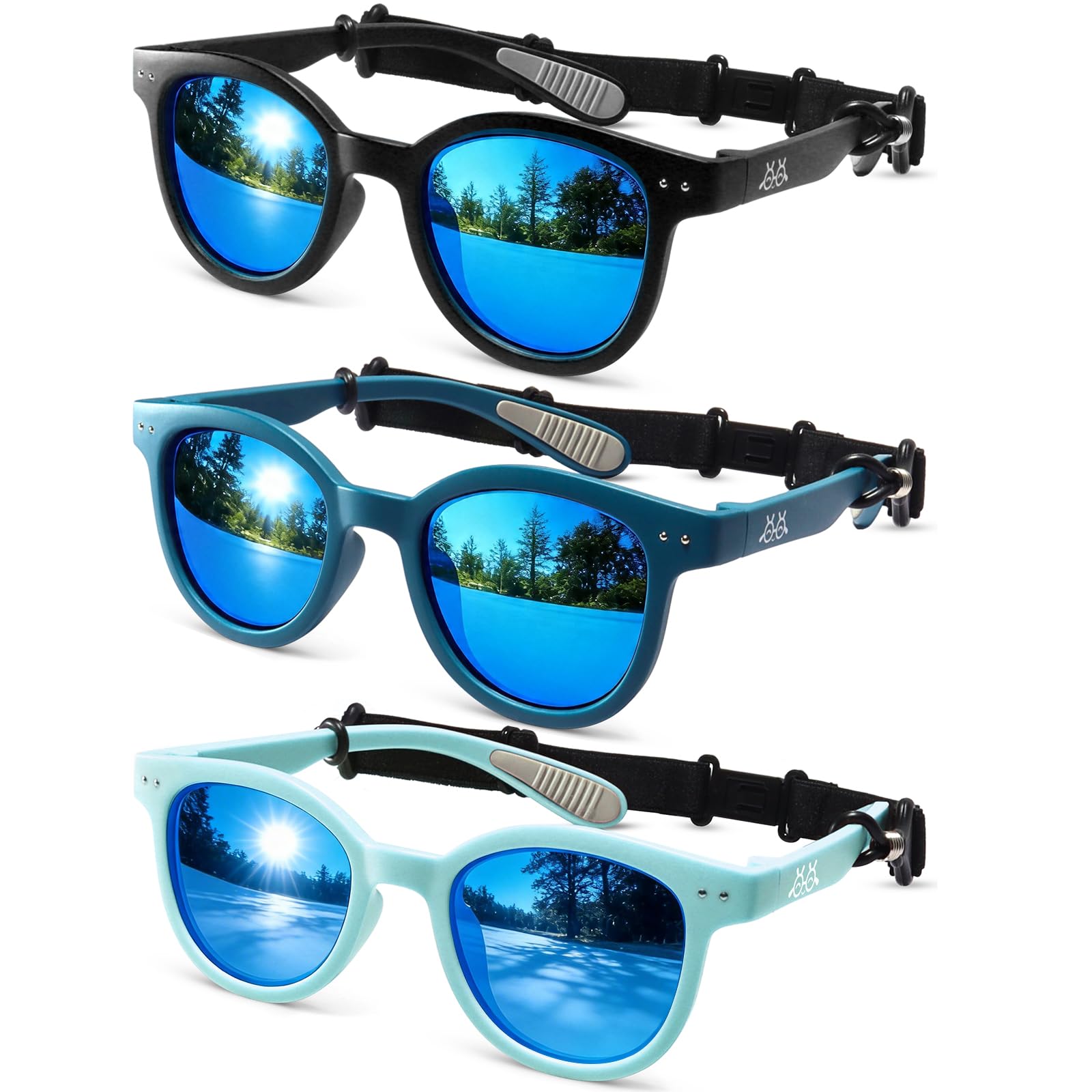 Toddler Kids Sunglasses for Boys Girls Age 2-12 Polarized UV400 with Strap