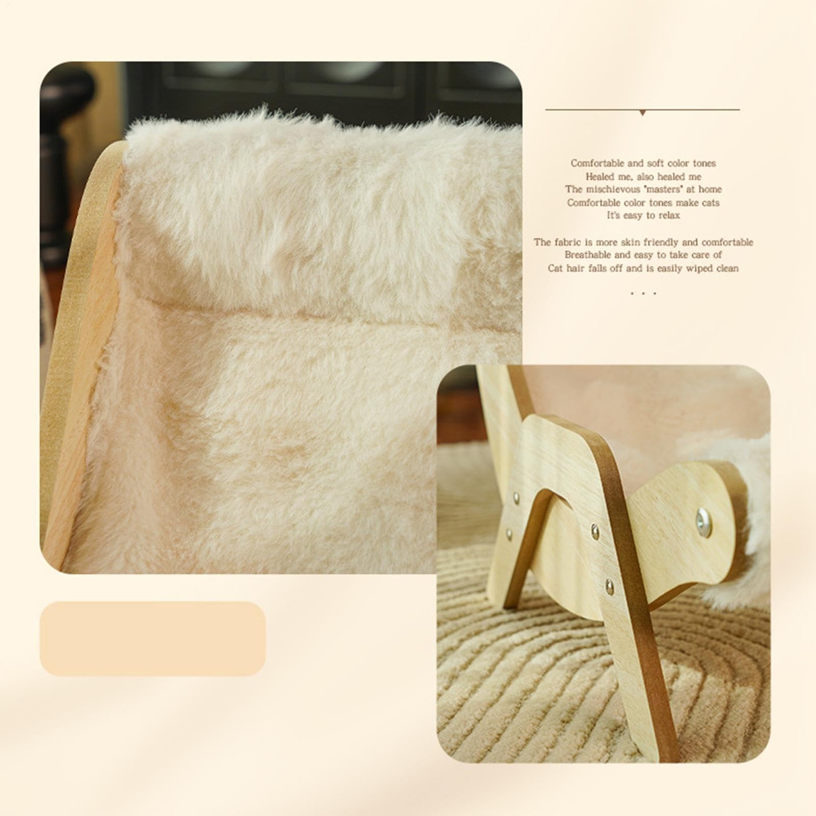 سرير أريكة للقطط - سرير للقطط وكرسي استرخاء للحيوانات الأليفة بمقاس 60 × 41.8 × 44.5 سم، مناسب للقطط والكلاب الصغيرة وكسرير للحيوانات الأليفة من زيريفام