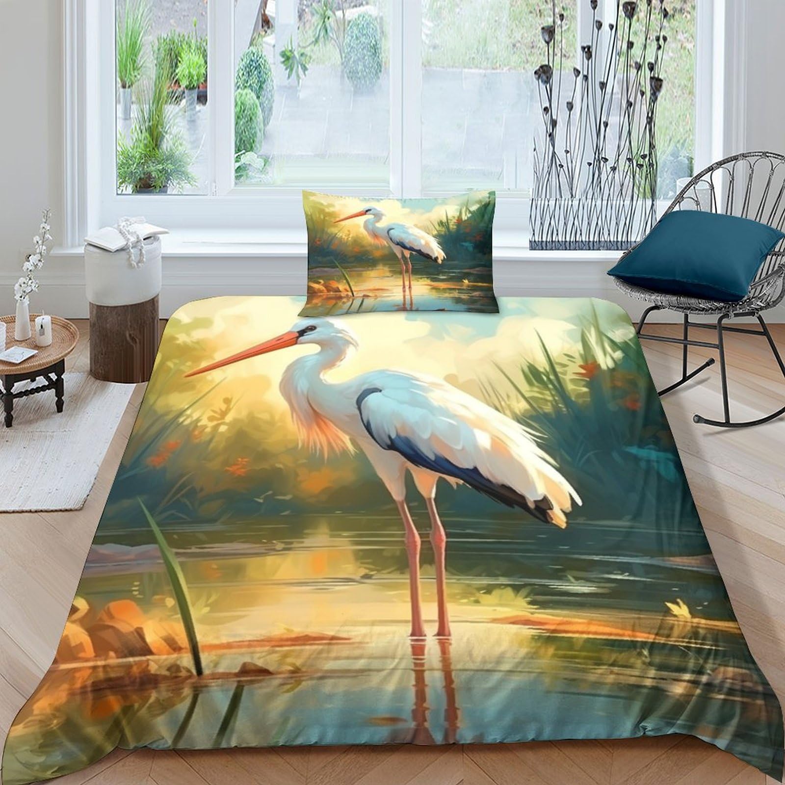 Housse de couette 135 x 200 cm et taies d'oreiller respirante lit simple