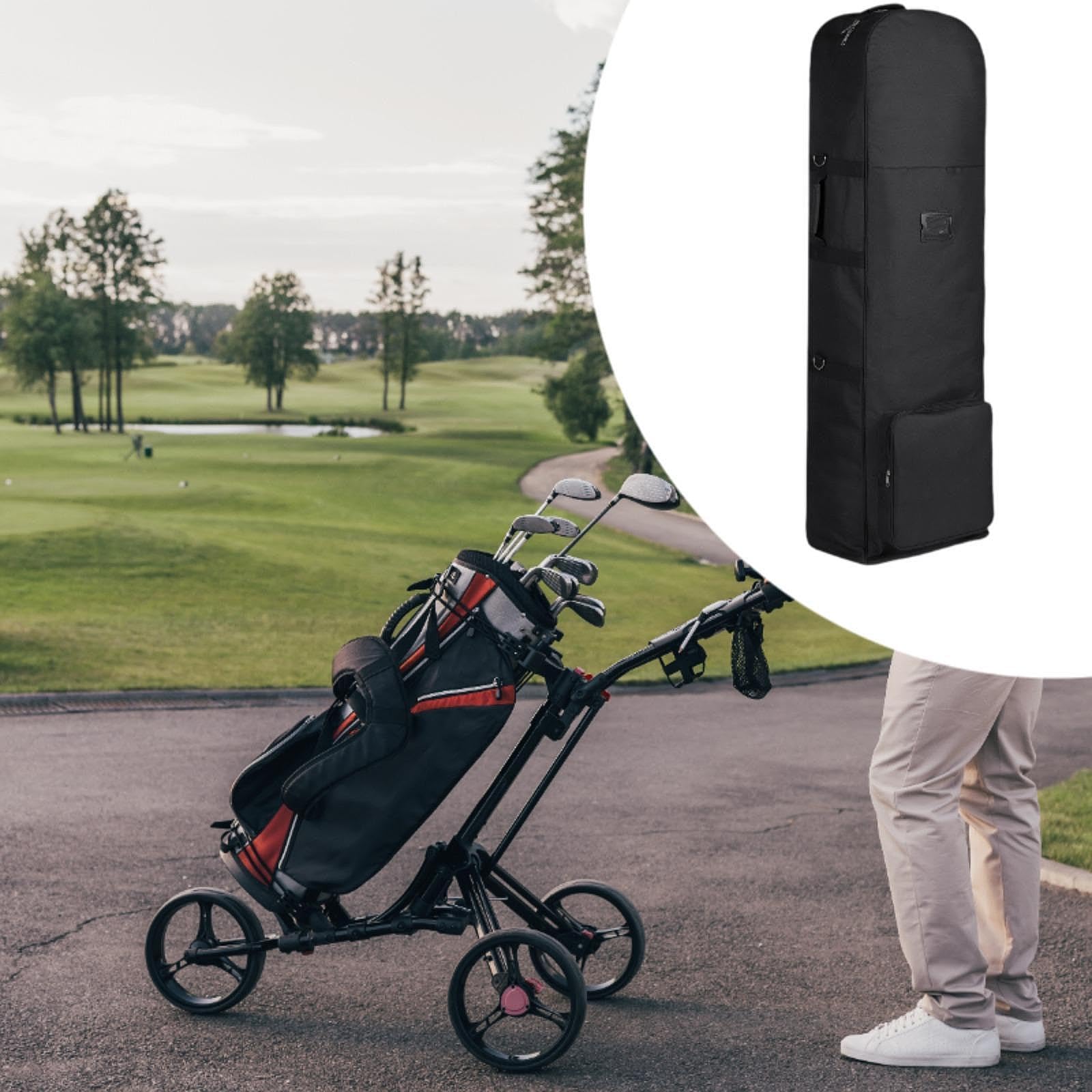 RNXRZANK Golf Travel Bag with Wheels Waterproof Golf Luggage Bag with Card Pocket