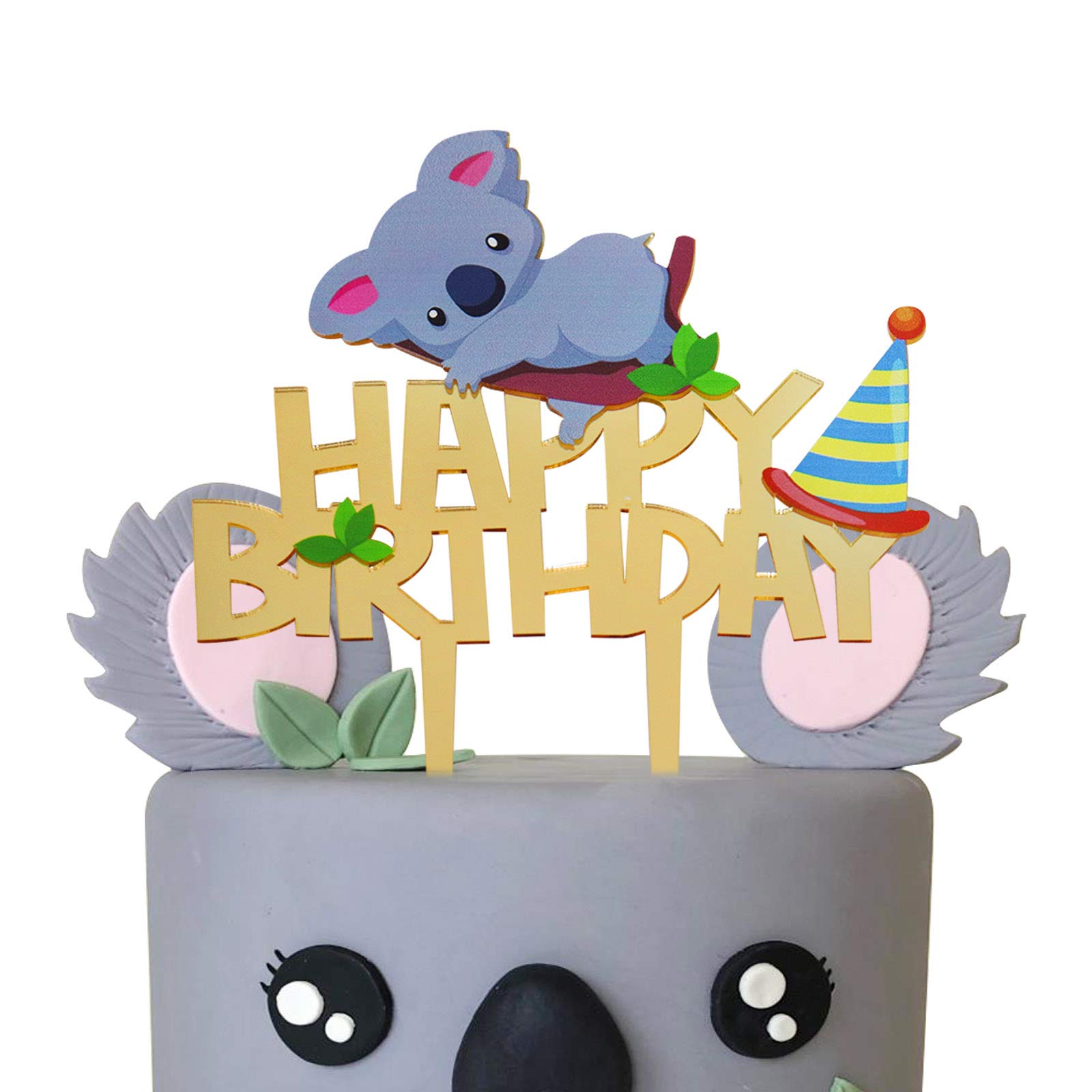 Buy Gold Acrylic Koala Happy Birthday Cake Topper, Koala Theme Birthday