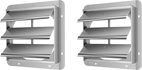 Vista 7 de iPower Rejilla de ventilación automática de aluminio cuadrado de 16 pulgadas, color plateado