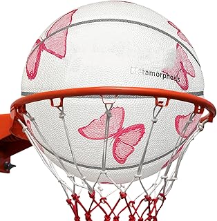 Liqzirtu Pelota de baloncesto para niños | Baloncesto de interior con diseño de mariposa | Accesorio portátil para la escuela, herramienta reutilizable para competición y uso diario