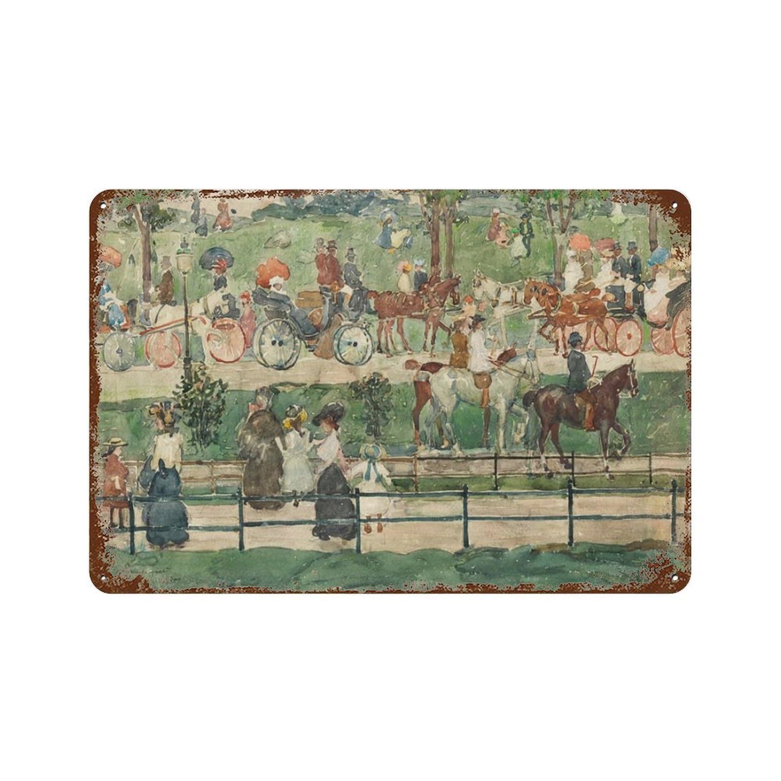 xiaoxiaoshen Vintage New York, Central Park, Colorful Watercolor Painting, Wall Decor Art Metal Tin Poster Modern Home Decor Art Home Bar Shop Decorations Vintage Sign 20x30cm