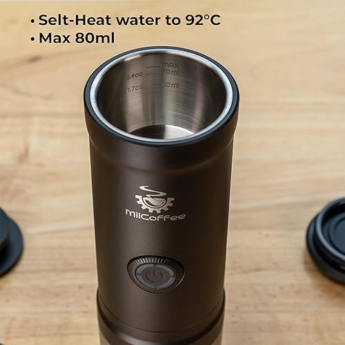 Miniatura 3 de MiiCoffee Eon - Máquina de café espresso portátil, cafetera de viaje con autocalentamiento y carga USB-C (gris)