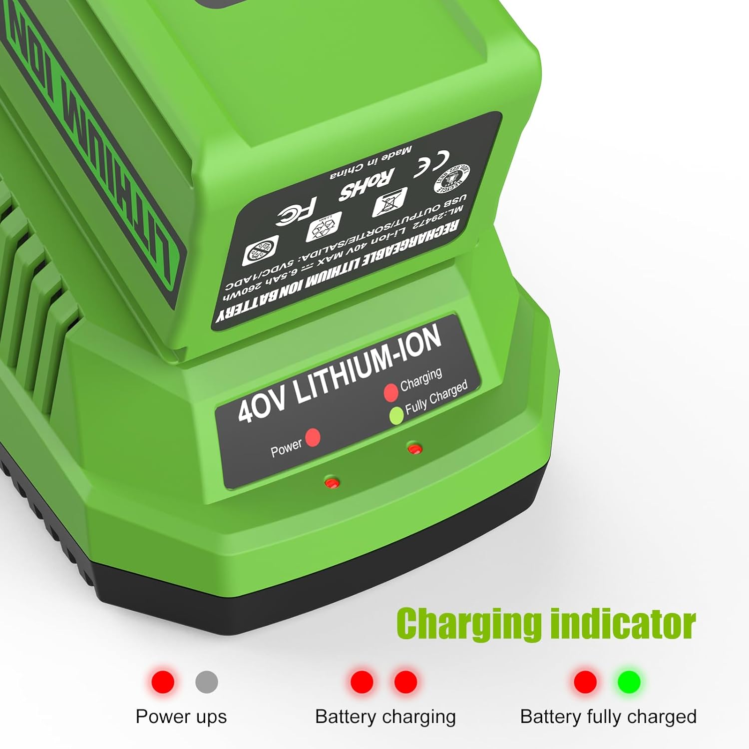 Powilling 3.5Ah 29472 29462 Lithium-Ion Battery Replacement for Greenworks 40V Battery and Charger 29482 Compatible with Greenworks 40V G-MAX Power Tools 29252 20202 22262 - Image 3
