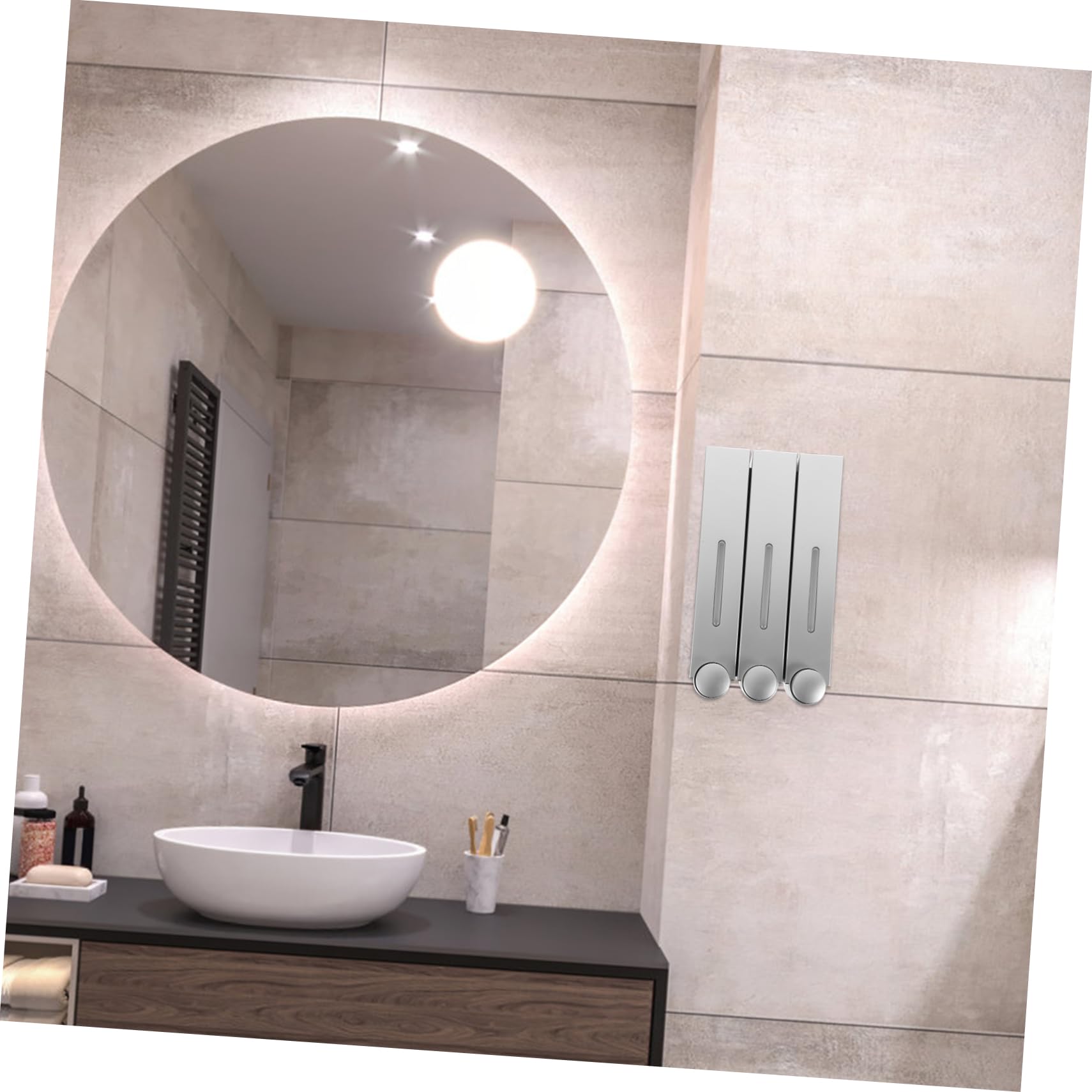 Distributore Doccia a Parete a Tre Testine, Argento | Ricaricabile a Tre Scomparti, Montaggio Fisso, Design a Perdite, Abs e Pvc