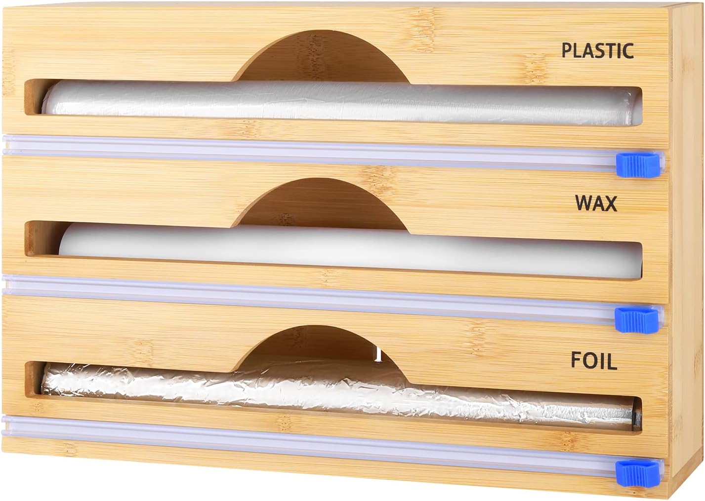 IKI ecodeco foil and plastic wrap organizer, 3 in 1 bamboo