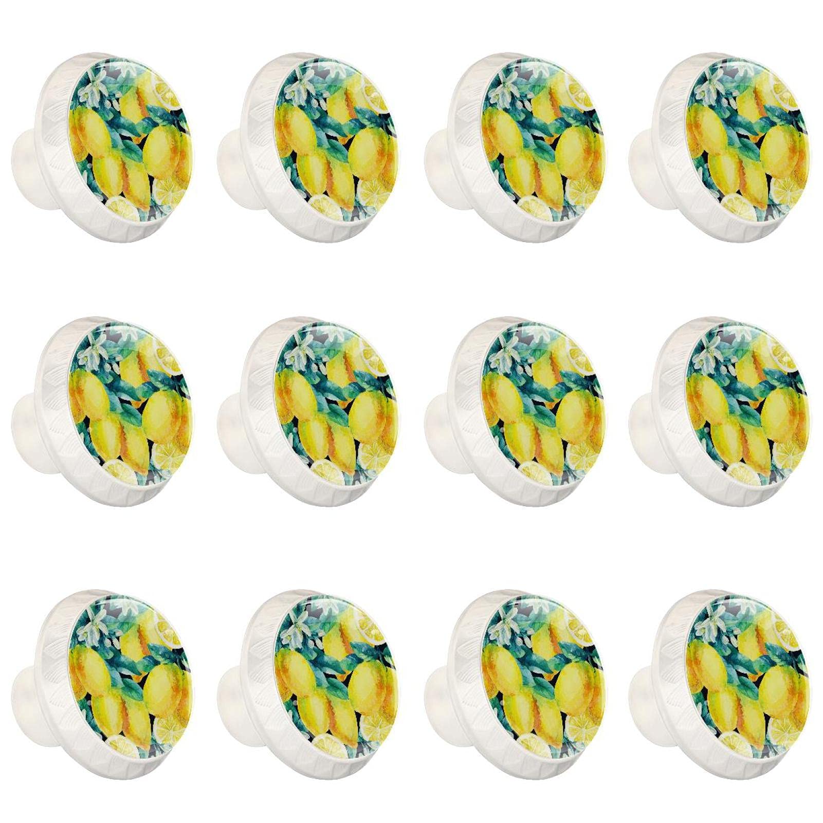 Boutons d'armoires de cuisine citron poignée de tiroir rond design végétal x12
