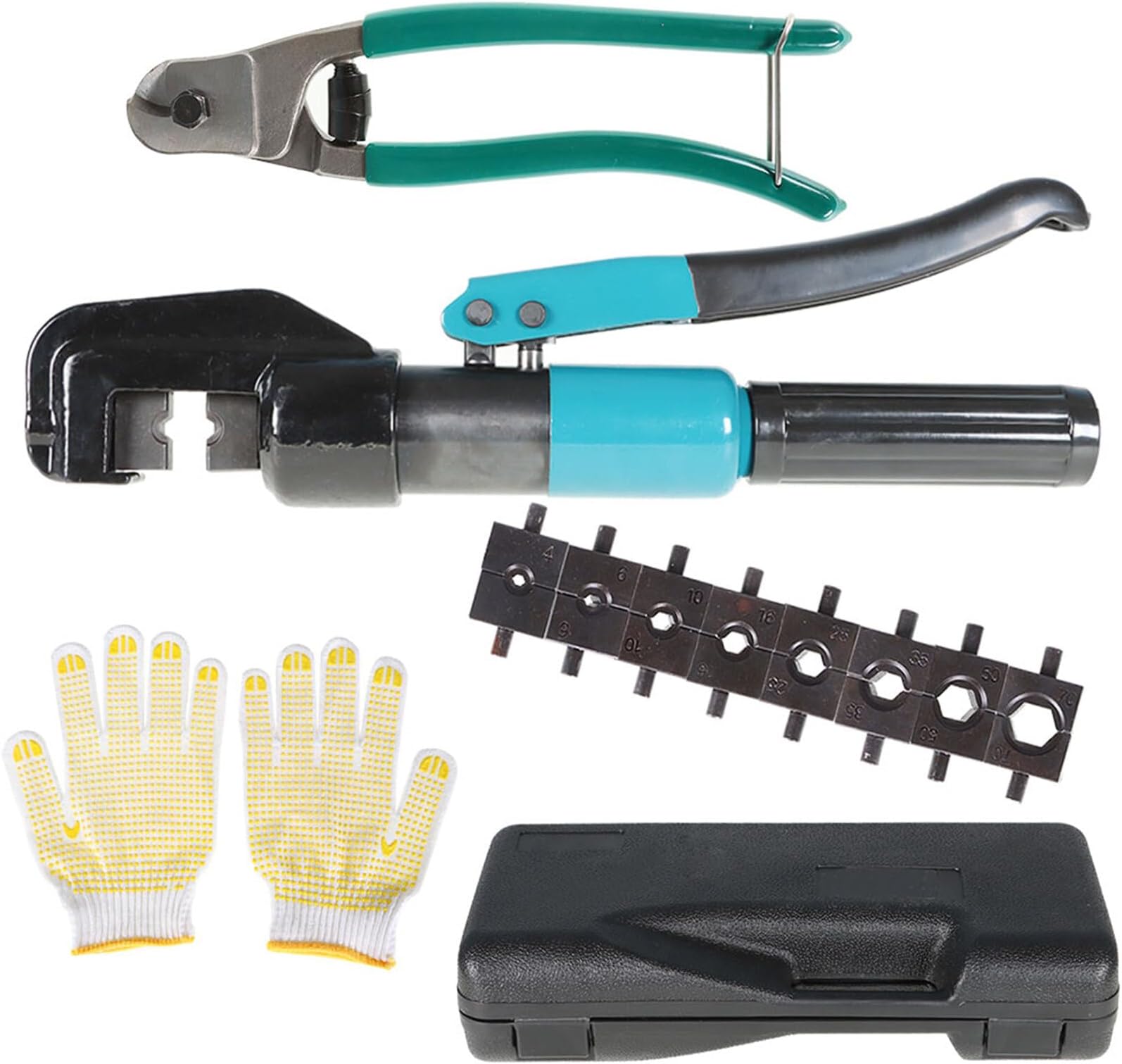 raseparter 10 Ton Hydraulic Hand Crimper Tool with 9 Pairs of Dies and