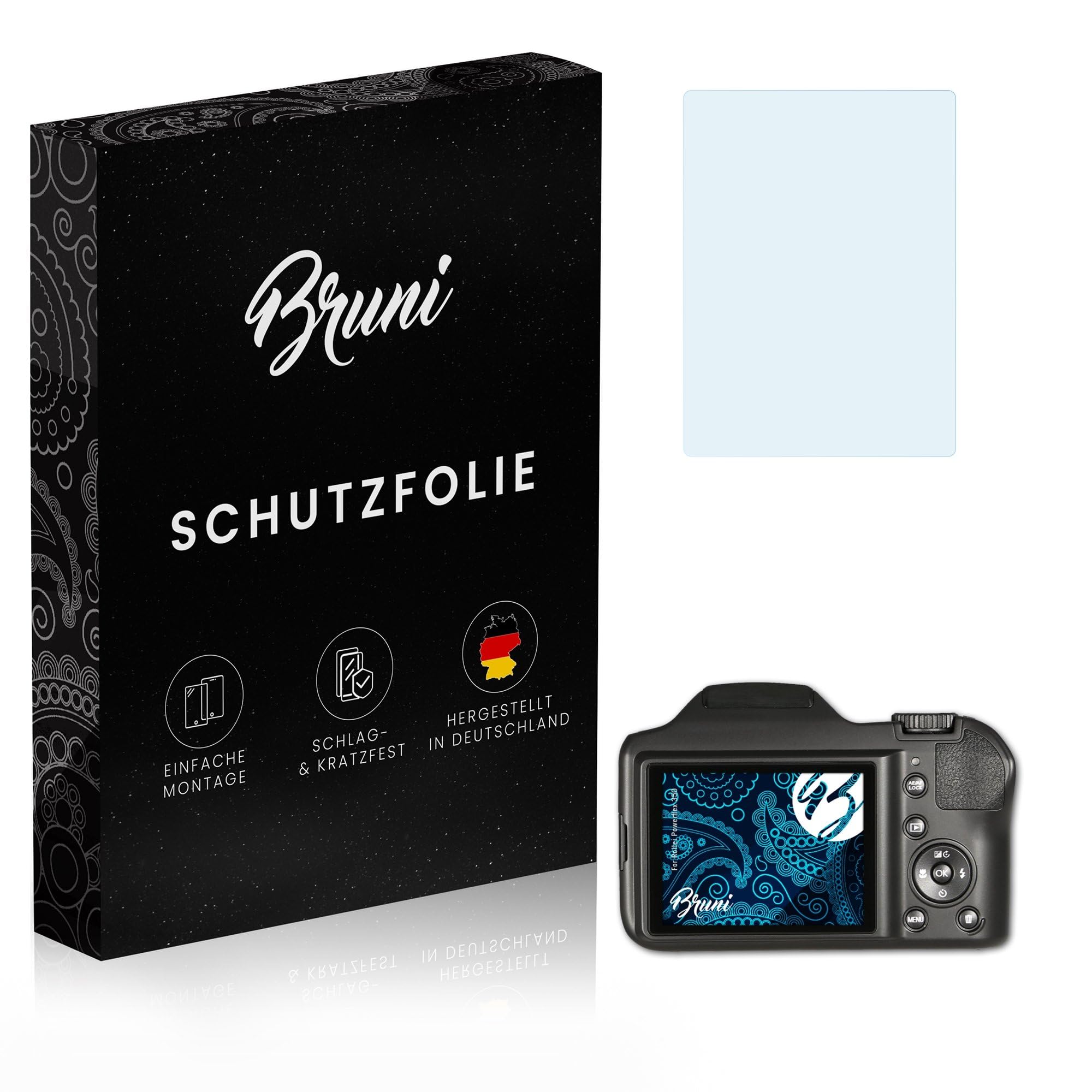 Bruni Schutzfolie Für Rollei Powerflex 350 (2er Pack) - Glasklar, Kratzfest, Blasenfrei & Rückstandslos Entfernbar