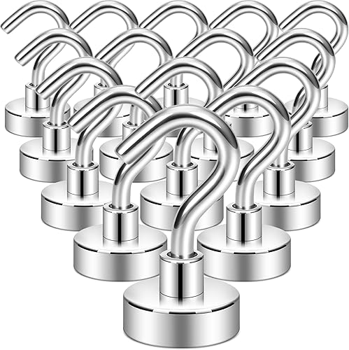 Miniatura 1 de Neosmuk Ganchos magnéticos, más de 27 libras de imanes de tierra resistentes con gancho para refrigerador, gancho de crucero extra fuerte para