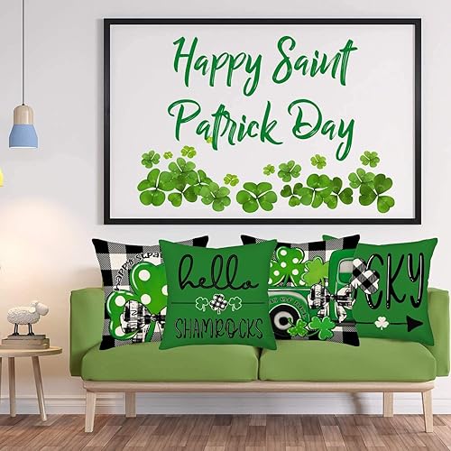 Miniatura 7 de Juego de 4 fundas de almohada de Feliz Navidad de 24 x 24 pulgadas, diseño de búfalo rojo y negro, a cuadros, decoración de árbol de Navidad,