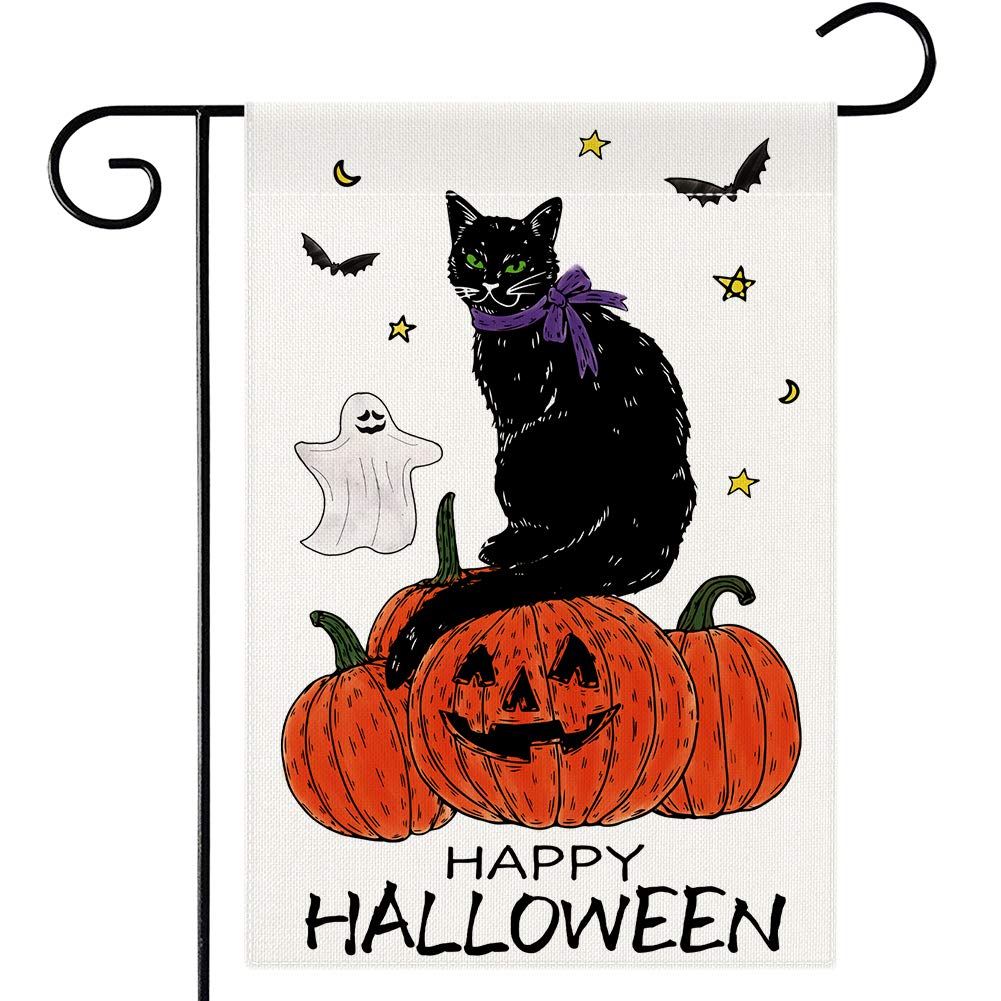 Hzppyz Drapeau De Jardin Double Face Pour Halloween, Citrouilles D'automne Jack O Lanterne, Décoration D'automne, Cour, Extérieur, Petite Décoration, Feuilles D'érable, Toile De Jute, Décoration