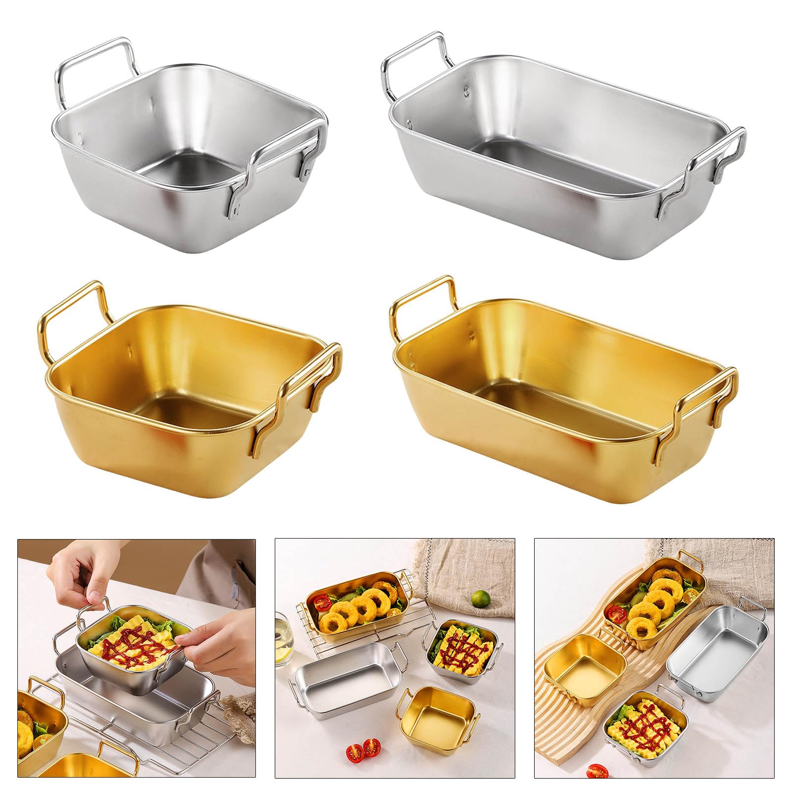 GKOXUQ Effective Stainless Steel Kids Dinnerware Functional Square Tray Shatter Plates For Daily Use Easy To Use