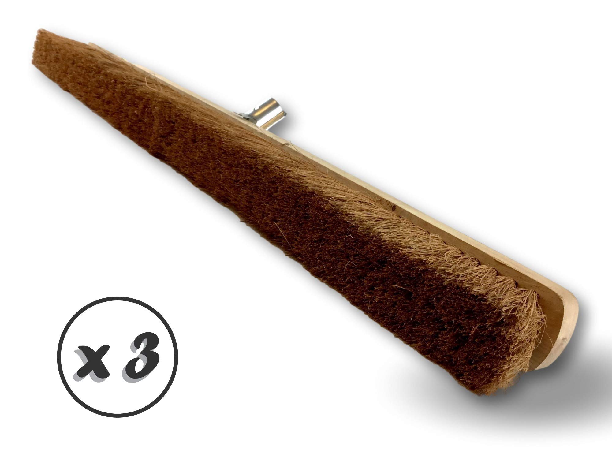 Miotła warsztatowa typu kantonier | Zestaw 3 | Track Outdoor | Długość 80 cm | Wypełnienie z naturalnego włókna kokosowego | Drewniana podeszwa | Metalowe tulejki Ø 28 mm | Bez uchwytu | Kibros 2080x3