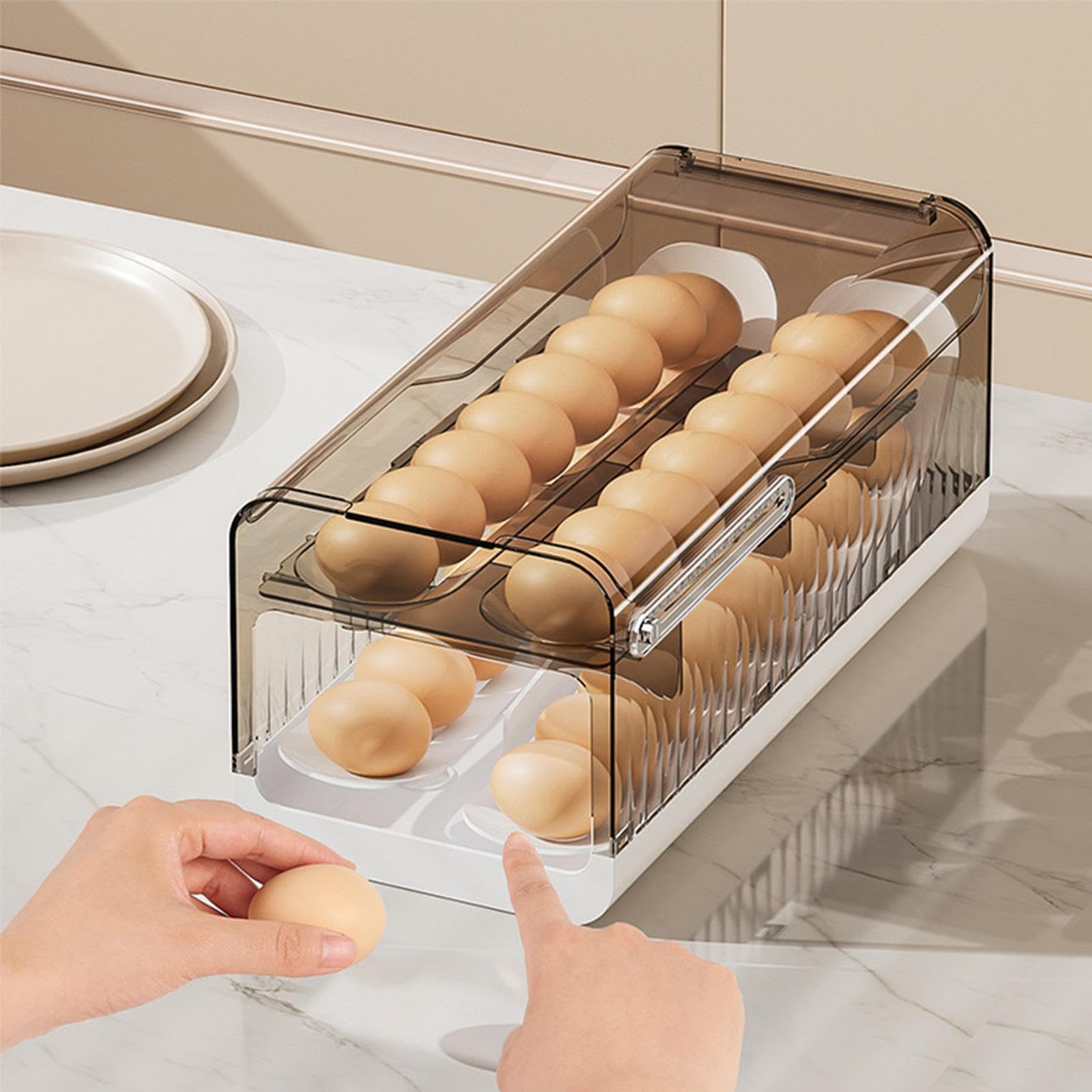 Eier-Organizer für Kühlschrank – mit Deckel, stapelbar, lebensmittelecht