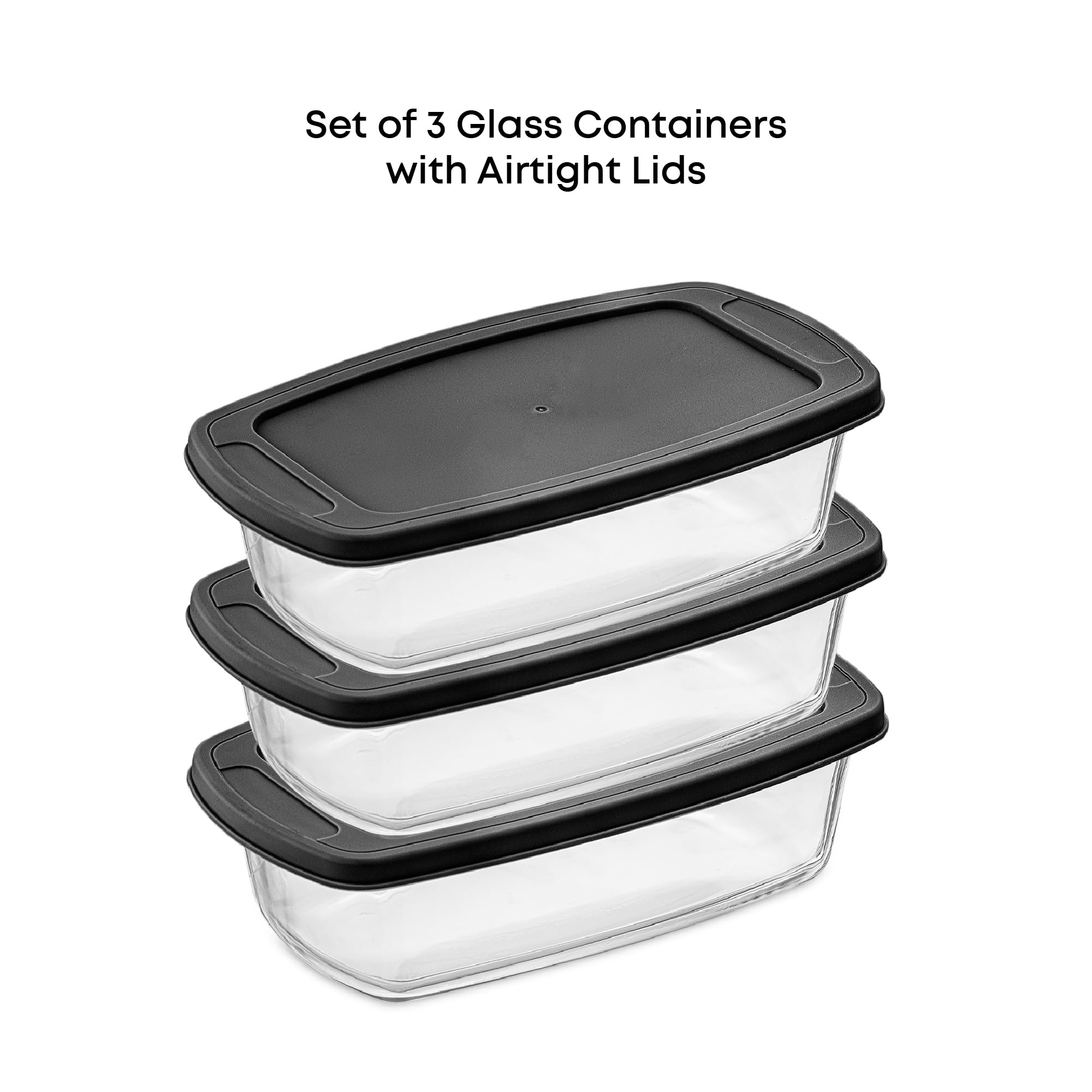 JoyJolt Lot de 3 moules à pain rectangulaires en verre avec couvercle pour la cuisson du pain, du pain, des lasagnes, des moules à pain de viande, des bananes ou des moules à pain au citron