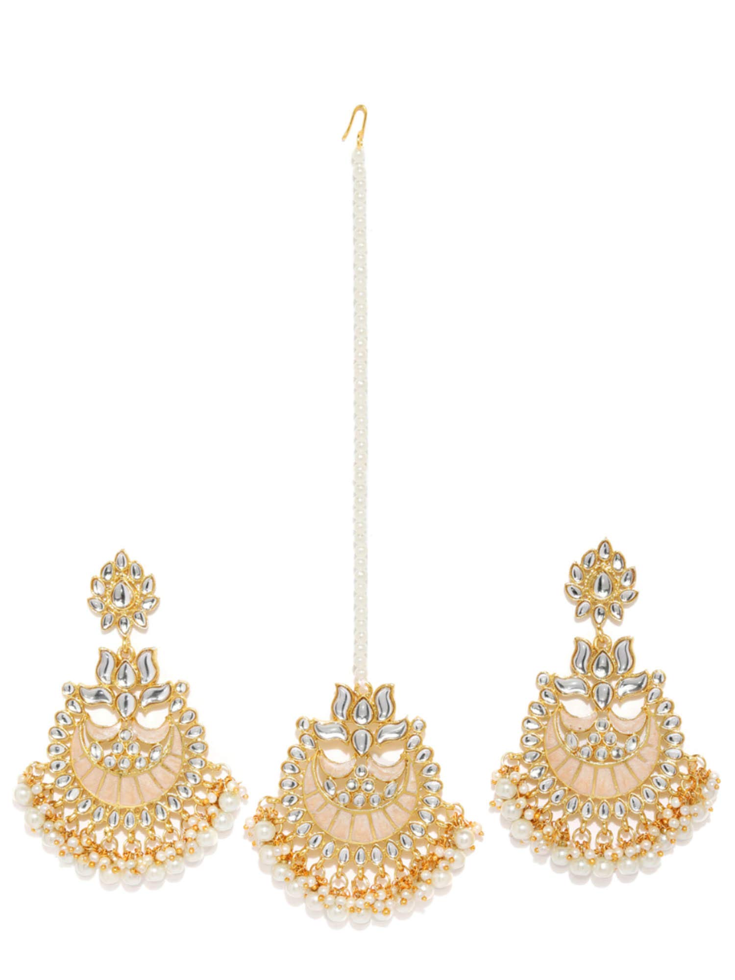 Zaveri Pearls Enamelling Kundan & Pearls Earring & Maangtikka Set For Women-ZPFK9409 (B084KM1W45) Amazon Price History, Amazon Price Tracker