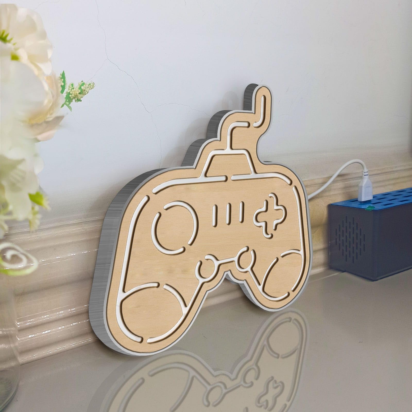Game-Controller-LED-Lichtbox, Gamer-Wandkunst-Dekor, personalisiertes Lichtschild, Neonähnliche Schreibtisch-Dekorationen, Schlafzimmer-Dekor, Geschenk für Gamer (RGB-Licht, große Größe)