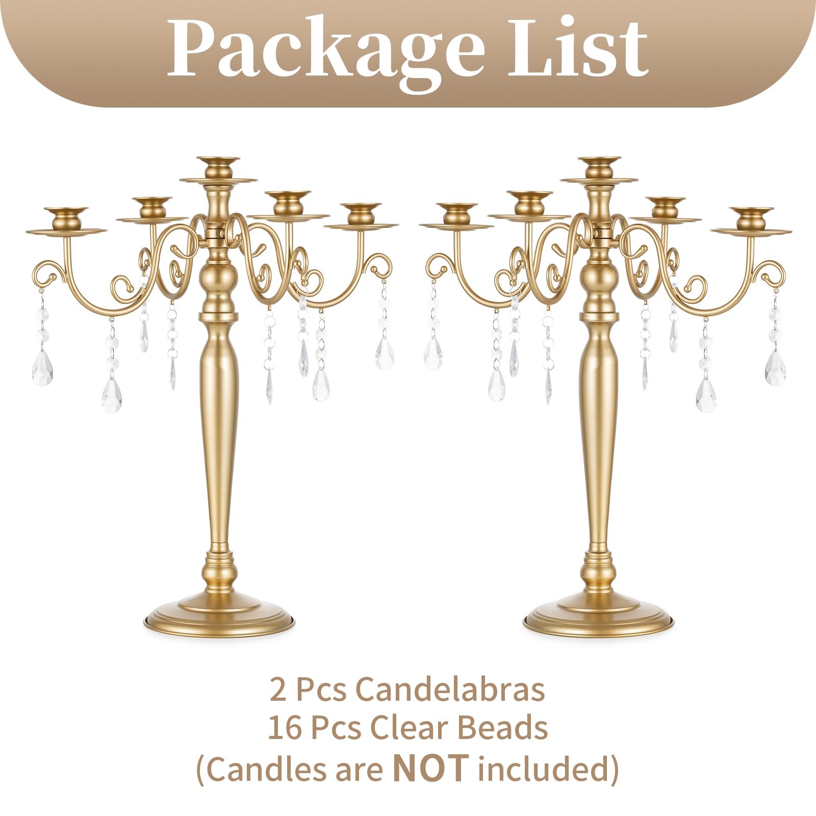 Sziqiqi Oro Candelabri Portacandele per Matrimonio: 5 Braccio andelabri per Candelieri - Set di 2 Portacandele in Metallo per Cena di Natale Ricevimento Fidanzamento Decorazione