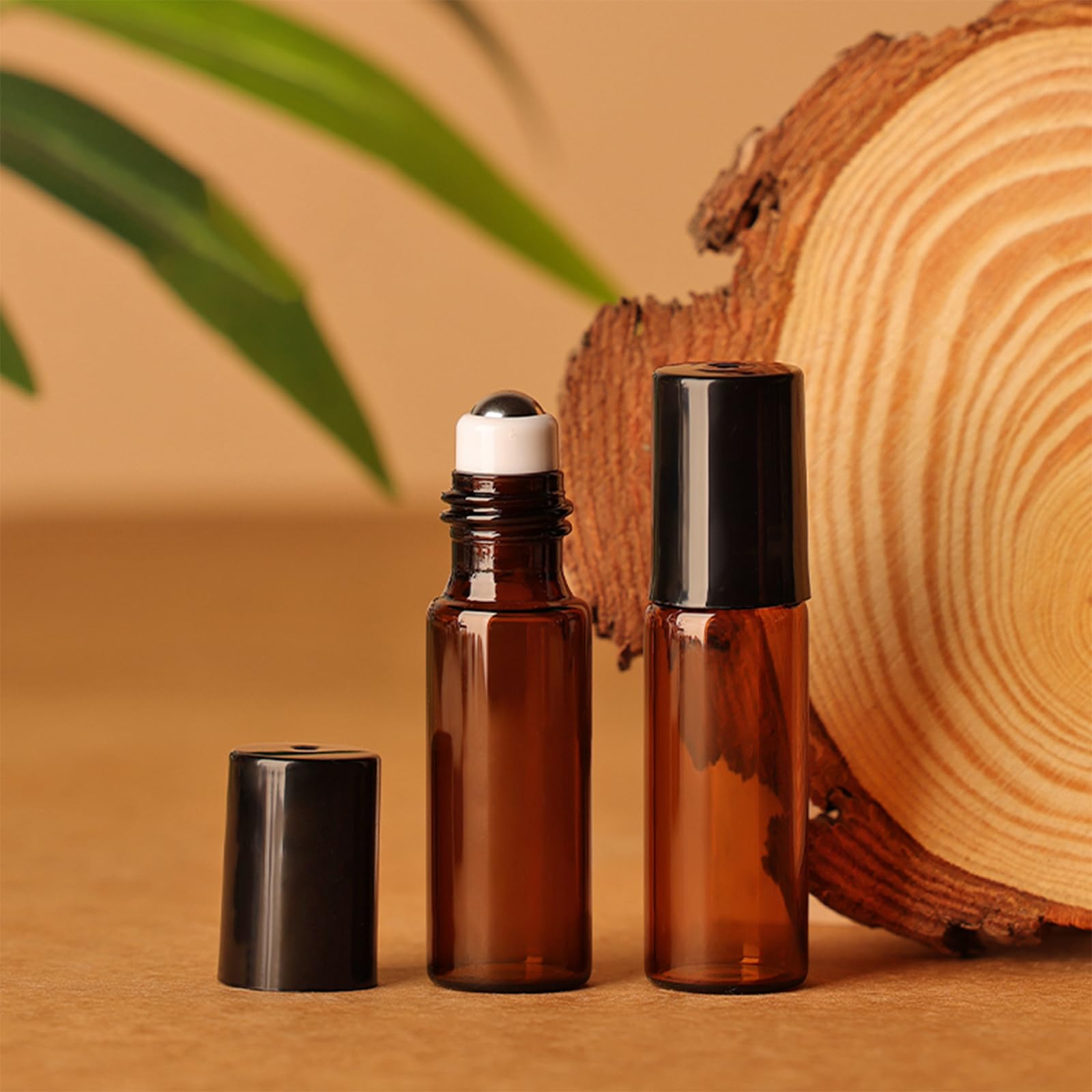 4 sztuki pustych butelek na olejki eteryczne, 5 ml, puste szklane butelki z rolką ze stali nierdzewnej, zwijane butelki szklane na olejki eteryczne, butelki na olejki, perfumy, kosmetyki