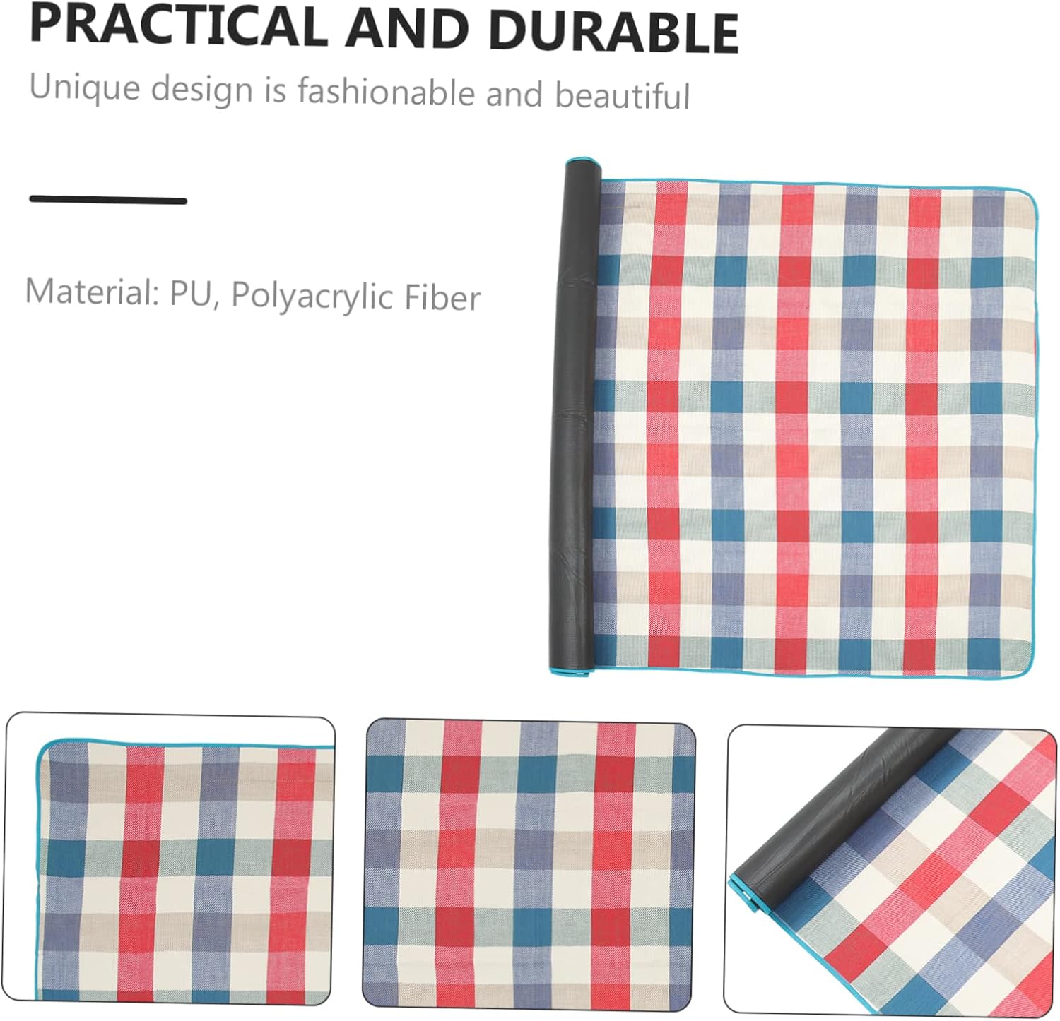 Mikikit Portable Picnic Mat with Straps Extra Outdoor Blanket for Camping Hiking Beach Activities and Lightweight Design for Family Picnics