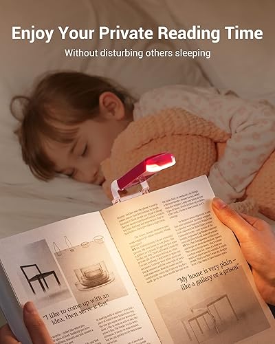 Miniatura 6 de DEWENWILS Luz de lectura de libros, recargable por USB, para leer en la cama, luces LED con clip para niños, ratones de biblioteca, bloqueo de luz