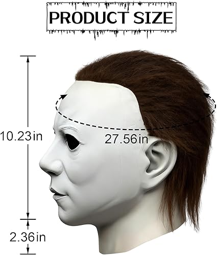 Miniatura 2 de Máscara aterradora de Halloween para adultos, máscara de látex clásica blanca realista de cabeza completa, espeluznante disfraz de cosplay