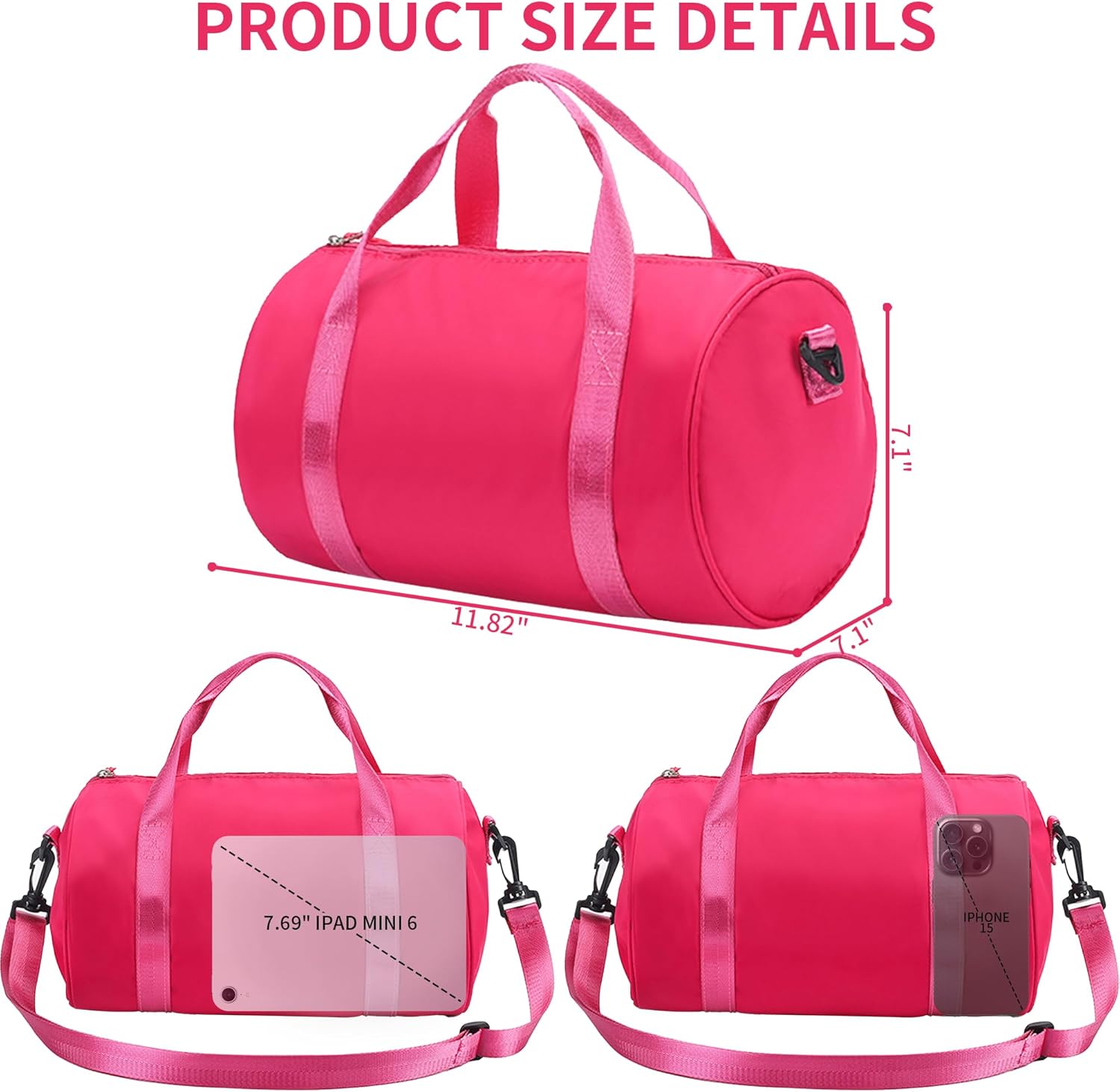 Mini Gym Bag for Women Small Duffle Bag Mini Gym Tote Bag Sport Bag for Yoga Swimming Dance (RoseRed) - Image 2