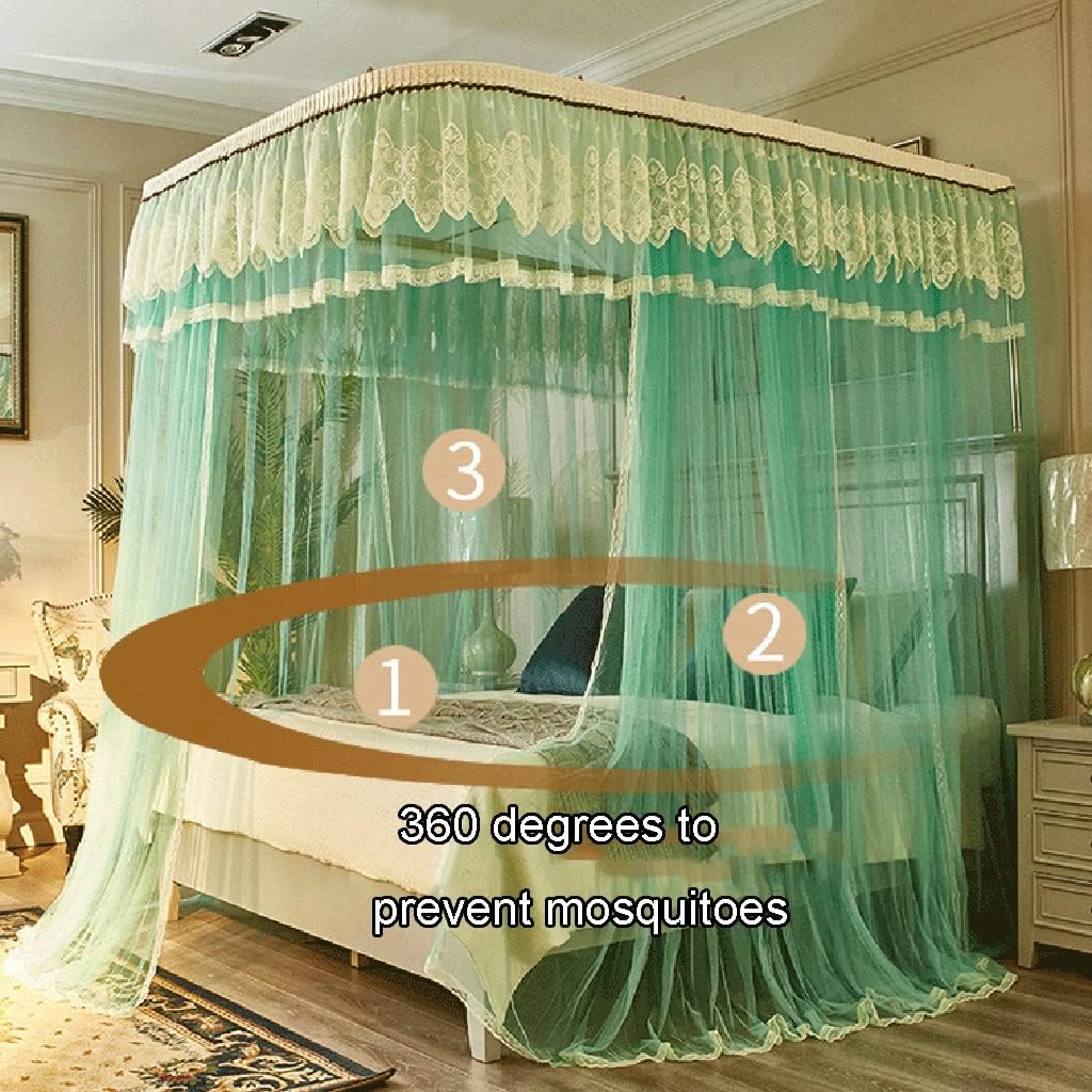 Bed Canopy U-Shaped Princess Wind Mosquito Net, Blackout, Windproof and Dustproof Bed Canopy, with Stainless Steel Bracket (Color : A6, Size : 180x220x210cm)
