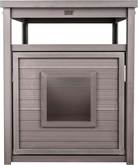 New Age Pet ECOFLEX Jumbo Cat Box Cover and End Table with Litter Box Enclosure and a Hides Unsightly Litter Box made with Moisture & Odor Resistant Composite Material, Grey