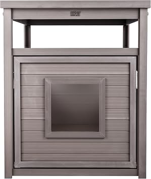 New Age Pet ECOFLEX Jumbo Cat Box Cover and End Table with Litter Box Enclosure and a Hides Unsightly Litter Box made with Moisture & Odor Resistant Composite Material, Grey