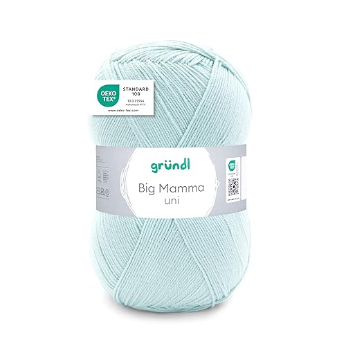 Gründl Wolle Big Mamma uni - XXL Wolle zum Stricken - Strickgarn - Weich und hautfreundlich - 100% Polyacryl - 1 Knäuel 400 g / 1040 m - Nadelstärke 3,5-4,5 - mint - mint