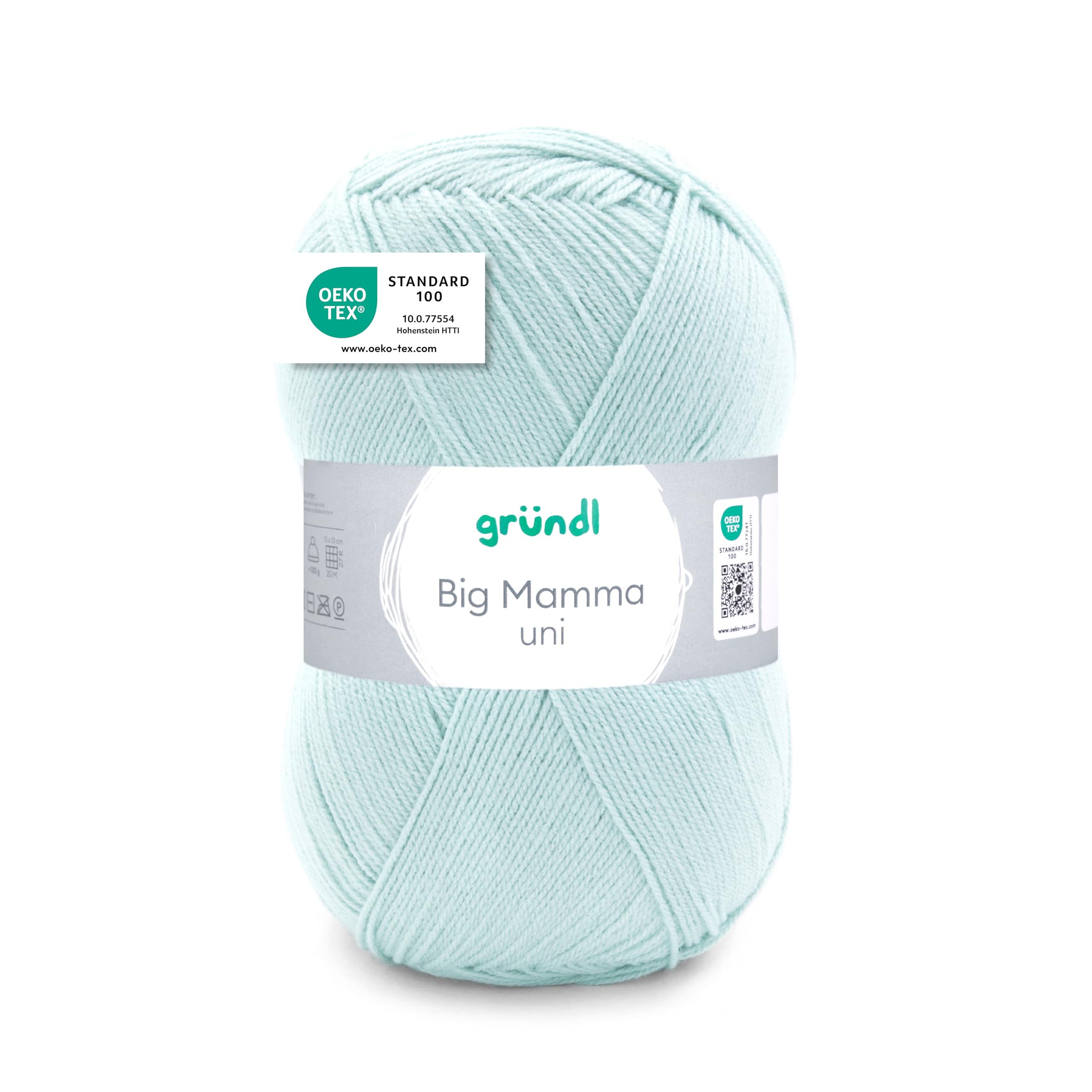 Gründl Wool Big Mamma Plain - XXL Wool for Knitting - Knitting Yarn - Soft and Skin Friendly - 100% Polyacrylic - 1 Ball 400 g / 1040 m - Needle Size 3.5-4.5 - Mint